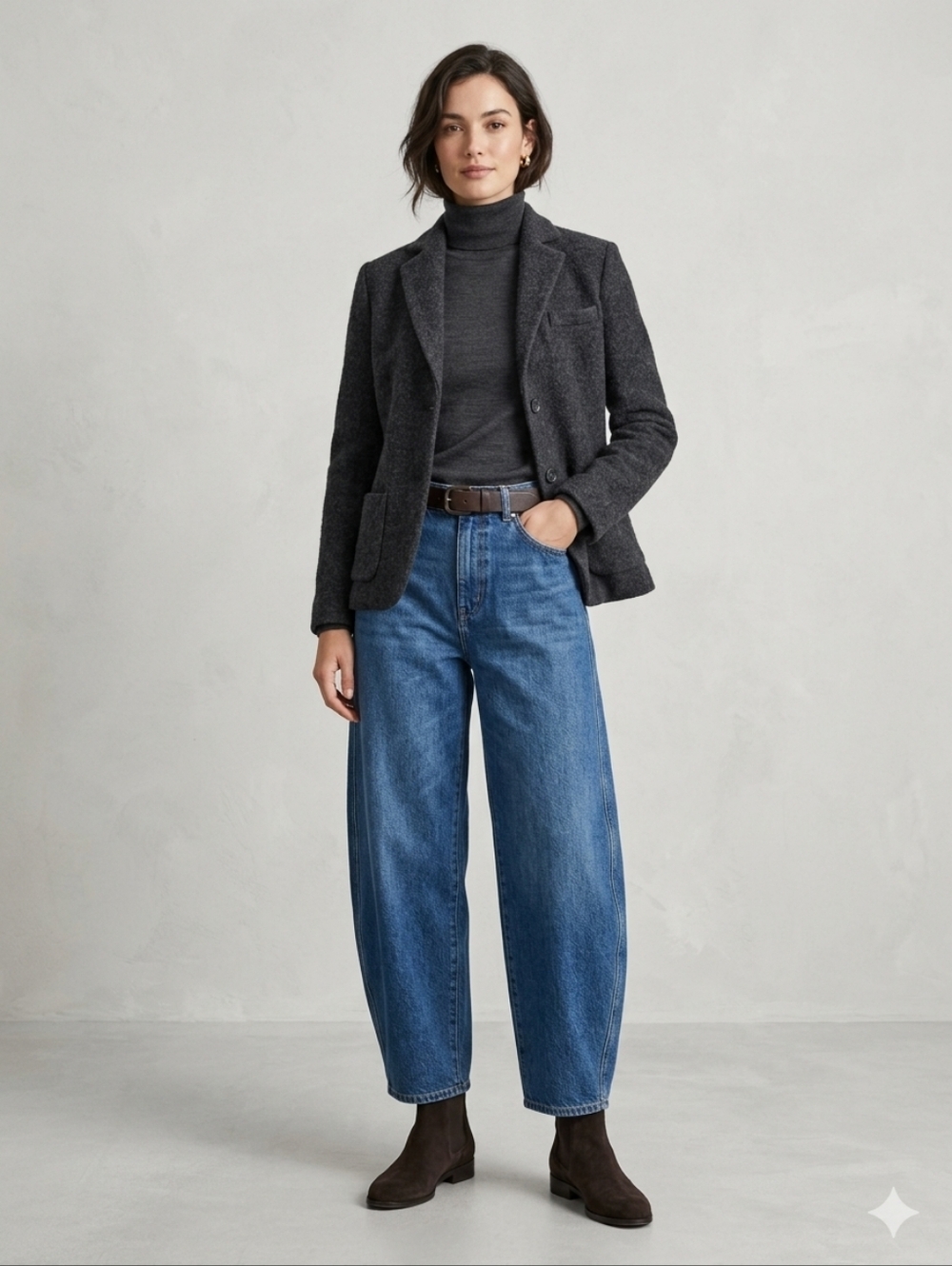 Circolo 1901 Alpaca Wool Unlined Cosy Warm Preppy Office School Blazer* Navy S